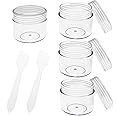 Small Plastic Containers with Lids 4PCS 20ml Wide Mouth Travel Pots for Toiletries Leakproof Sample Jars for Creams, Lotion, Cosmetics, Glitter Nail Art, Transparent