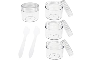 LUENHEGO 4 Stück Kleine Döschen 20ml mit Deckel Plastik Cremedosen zum Befüllen Leer Kosmetik Tiegel mit 2 Minispateln Creme Dosen Reise Töpfchen Döschen Set für Lippenbalsam, Lotion, Creme, Transparent
