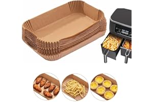 AROMELIVII Carta forno per friggitrice ad aria Ninja,100 Pezzi, 20x14cm rettangolare, pirottini fogli contenitore vaschette accessori vassoi per Ninja Foodi Air Fryer [AF500EU 10,4L | AF400EUCP AF300EU AF200EU]