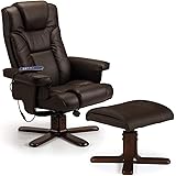 Julian Bowen Malmo Heat Massage Recliner and Footstool, Brown