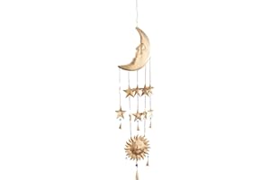 Deco 79 41425 Eclectic Moon Stars Sun Windspiel 2,5 cm B x 99,1 cm H Gold