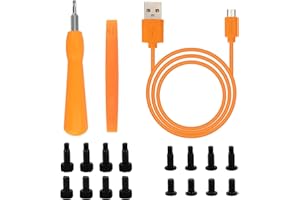 FANTASYON Ring Doorbell Screwdriver Replacementm,16pcs 4 Types Ring Doorbell Screws and Doorbell Charger Charging Cable Cord, Double-Ended T6 T15 Compatible with 2ND Video Doorbell, Doorbell 2, Pro and Elit