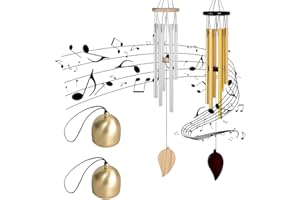 HBSFBH 2 Pcs Carillon à Vent Extérieur, 6 Tubes en Aluminium Carillon à Vent avec 2 sonnettes, Carillon à Vent de Jardin, Carillons Éoliens, Carillon à Vent en métal pour Maison, Jardin, Balcon Décoration