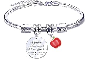 JRZDFXS Regalo de Profesora Pulsera de Mujer Regalo Maestro Pulseras Maestro Gracias Maestro por el Regalo Grabado Pulsera Graduación Regalos Cumpleaños Regalo del dia del Maestro