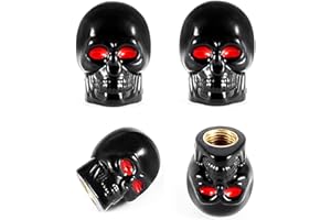 DSYCAR Lot de 4 bouchons de valve de roue de moto style tête de mort pour décoration de voiture (noir)