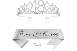 XIHUIMAY Argento Corona e Fascia per 18° Compleanno - Decorazione Strass Tiara Principessa Queen per Ragazze - Accessori Festa, Mix