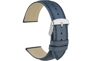 WOCCI Bracelets de Montre en Cuir Vintage avec Boucle en Argent Inoxydable, Bande de Remplacement 14mm 16mm 18mm 19mm 20mm 21mm 22mm 23mm 24mm