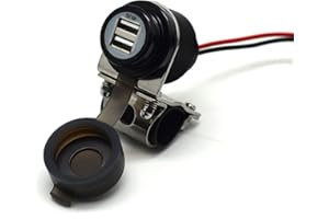 Cliff Top Cargador USB para Motocicleta de 4 A y 20 W, de Aluminio con Interruptor de Encendido magnético, Resistente al Agua para manillares de 7/8'' y 1'' - Evita Que se descargue la batería