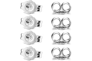 THE BEAD SHOP 925 Sterling Silber Ersatz Ohrstecker Rückteile, 8 Stück/4 Paare Schmetterlingsverschlüsse, Sicherer Halt für Steckerohrringe, Schmuckherstellung, Schmuckzubehör