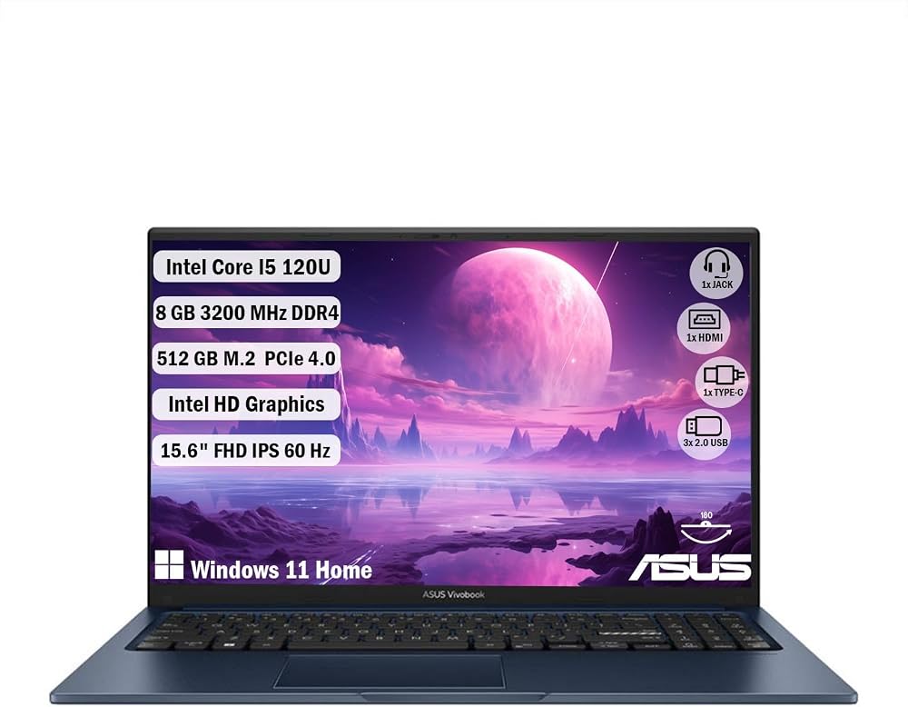 Asus Vivobook 15 X1504VA-BQ3970W Intel Core 5 120U 8GB RAM 512GB SSD 15.6 inç FHD Windows 11 Home Dizüstü Bilgisayar
