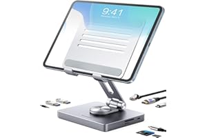 BYEASY Stojak na koncentrator USB C, stacja dokująca do laptopa 8 w 1, stojak na tablet typu C z HDMI, gniazdo 3,5 mm, LAN, ładowanie PD 100 W, 2 x USB 3.0, SD/Micro SD, do iPada Pro i innych padów