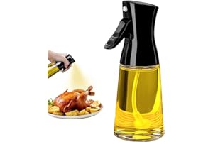 haoyuan Olive Oil Sprayer - 180ML Glass Oil Dispenser Bottle for Cooking, Canola Oil Vinegar Spray Mister for Kitchen, Refillable Gadgets Accessories Widely Used for Baking, Grilling (Black)