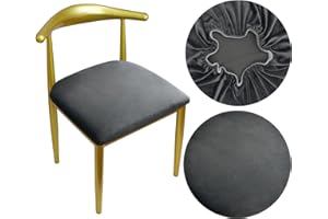 ‎HUALISIJI HuaLiSiJi Samt Stuhlbezug Rund Runder Hocker Bezug Luxuriöser Stoff, Durchmesser 36-50cm Mit Einer Weichen Textur, Dehnbar Knitterfrei Waschbar Staubdicht (1, Grau)