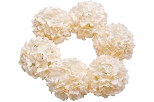 DuHouse Hortensien Kunstblumen, künstliche Blume Seide Hortensie mit Stiel, 22cm Fake Hortensien Blumen Köpfe für Hochzeit nach Hause Garten Mittelstück Dekorationen, 6 Stück(Champagner)