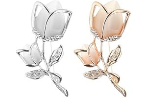 RoadLoo Brooches, 2Pcs Elegant Tulip Flower, APPAREL_PIN with Rhinestone, for Women Ladies Birthday Wedding Valentines