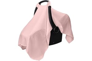 Oaygat Cotton Baby Car Seat Covers Soft Breathable Car Seat Cover Soft Breathable and Lightweight Infant Car Seat Cover Designed Canopy for Sun Protection Large Baby Travel Essentials