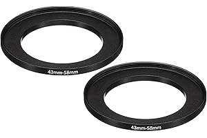 PATIKIL 43mm-58mm Metal Step Up Ring, 2 Pack Camera Lens Filter Adapter Ring Aluminum Filter Adapter Ring for Camera Lenses Hood, Black