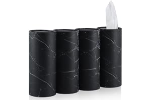 SINGARO Car Tissue Holder, 4 Pack Car Cup Holder Facial Tissues with Kleenex Travel Tissue Bag, Quick and Convenient Flower Combination Car Tissue Box(4 Canisters/200 Tissues) Black