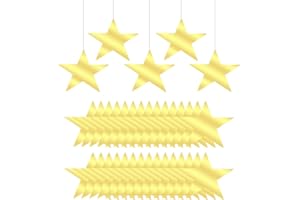 PATIKIL Large Star Cutouts, 80 Pcs 6" Double Printed Paper Star Decoration Star Cardboard Cutout Five Stars Cutout for Wedding Movie Night Party Decoration DIY Classroom, Gold Tone