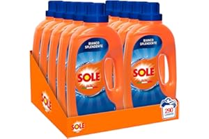 Sole Detersivo Lavatrice Bianco Splendente 290 Lavaggi, 5 confezioni bi-pacco per 290 lavaggi, Formula igienizzante, Detersivo Lavatrice Liquido Bianco Splendente, Capi bianchi Protetti e Brillanti
