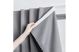 SH000AD Blackout Curtains for Windows,Solid Color Polyester Sun Protection Curtains,Removable Black Out Fabric Blind - No Drilling,with Self-adhesive,for Doorways Bedroom Livingroom (W90xH120cm(36x47in))