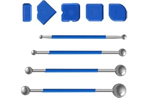 PUEDNO 9 Stück Werkzeug Schaber Kit Fugenglätter Set 4 Stk Metallkugel Abzieher 5 Stk Silikon Fugenglätter Silikon Fugenglätter für Badezimmer Küchenfliesen