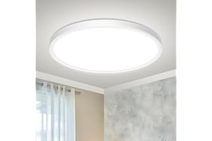 ‎PEASUR Peasur Deckenlampe Led 19W, 1800LM 5000K Deckenleuchte IP44 Wasserdichte Flach Rund Deckenbeleuchtung für Bad, Flur, Küche, Badezimmer, Schlafzimmer, Wohnzimmer, Keller, Durchmesser 22CM, Neutralweiß