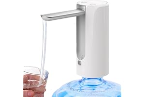 VEGOATY Elektrische Wasserflaschen Pumpe, USB-Lade Automatische Trinkwasserpumpe, 5 Gallonen Elektrischer Wasserspender Wiederaufladbarer, Faltbar Trinkwasserpumpe Für Home Office Küchen Camping (Weiß)