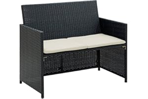 ‎VIDAXL vidaXL Gartensofa 2 Sitzer Poly Rattan Gartenmöbel Loungesofa Gartenbank Sofa