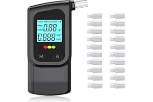 RUTIDA Breathalyzer Alcohol Tester with 20 Mouthpieces, Professional Breathalysers Portable Alcohol Breath Tester with Dual Sensor and Digital Blue LCD Display