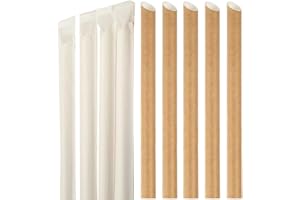 MORNEVE Pajitas desechables Boba de papel de pajita de burbujas para té batido Jumbo perlas tapioca Pajitas biodegradables extra anchas de 12 mm puntas anguladas envueltas individualmente 50 unidades