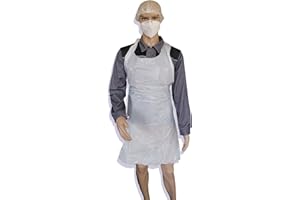 GÉNÉRIQUE 100 x Tablier de protection jetable, blanc, en PEBD, épaisseur de 20 microns (en liasse distributrice de 100) - Fabriqué en France