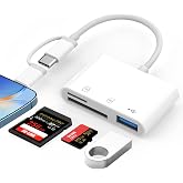 3 in 2 SD Card Reader for Phone/Pad, Camera to Mobile Photo Transfer Adapter, USB C to SD/TF for Phone 14/15/Pro MAX/Pro/Plus