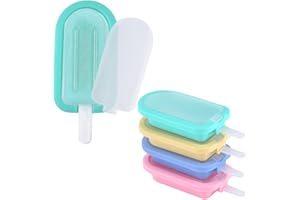 GWAWG 5 Piezas Moldes de Hielo,Moldes de Hielo de Silicona,Moldes de hielo reutilizables Popsicle,moldes de hielo de plástico reutilizables Popsicle,molde de helado de bricolaje