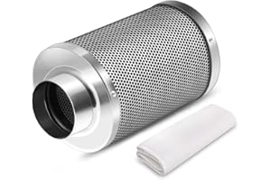 Nagoyuki 4-Luftkohlefilter Zur Geruchskontrolle, Umkehrbarer Flansch, Vorfilter im Lieferumfang Enthalten, Geruchswäscher-Zubehör für Grow-Zelträume