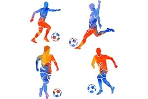 PLIGREAT 8 Pcs Football Stickers Muraux, Cool Décalcomanie Murale de Silhouette de Joueur de Football, Autocollant D'Art Mural de Sport Coloré pour Football Amateur Chambre de Garçon Décoration Murale