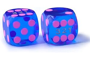 BESCON DICE Bescon - Dadi di precisione professionali ad angolo rotondo, 14,3 mm, con puntini colorati, dadi di precisione backgammon, 14,3 mm (dadi blu gemma con puntini rosa)