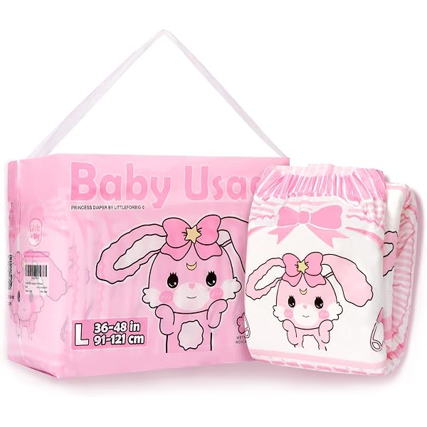 Couches Adulte LittleForBig Lot De 2 - Taille L (91-121cm), Imprimé Princesse, Velcro, Absorption Haute