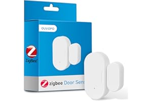 OUVOPO Zigbee Sensore per Porte e Finestre, Richiede un Zigbee Hub, Rilevatore Wireless per Sistema di allarme e Domotica Intelligente, Compatibile con Home Assistant Hubitat, Alexa