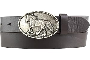 BELTINGER Cintura per bambini per cavalieri con fibbia in pelle bovina integrale da 3 cm | Cintura per cavalieri da 30 mm per calzoni da equitazione | con motivo di cavalli