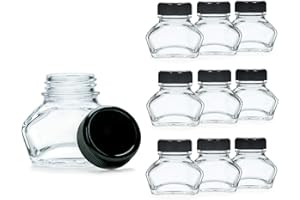 Octopus 10x Verre à encre, pots d'encre, verre à bijoux avec bouchon à vis noir, volume 30ml, Ø filetage 30mm