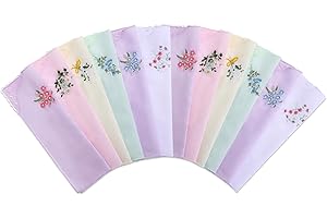 KALIONE 12 fazzoletti in cotone da donna, in tessuto ricamato, per matrimoni e feste, fazzoletti in tessuto, fazzoletti colorati per donne, fazzoletti da donna, fazzoletti da tè, 6 colori/12 confezioni,