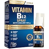 Nutraxin Vitamin B12 Spray 1000 &micro;g Methylcobalamin, High Absorption, Vegan Compatible, Oral Supplement Food, 15 ml