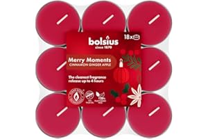 Bolsius - Merry Moments - Scented Tea Lights - Burning time of 4 Hours - Natural extracts – Contains Vegan Wax – Palm Oil-Free
