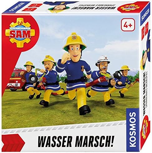 Feuerwehrmann Sam - Wasser Marsch!: für 2-4 Spieler ab 4 Jahren / Spielmaterial: 19 Figurenkärtchen / 11 bunte Holzstöpsel / 3 Feuerwehrschlauch-Teile / 1 Feuerwehrauto "Jupiter" / 1 Anleitung