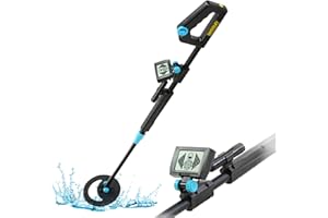 allsun Détecteur de métaux étanche réglable en Hauteur de 74,9 à 101,6 cm avec écran LCD pour Adultes débutants Noir