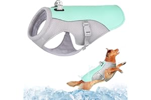 Dolahovy Chaleco de Enfriamiento para Perros,Haquetas de Enfriamiento de Perros de Malla Transpirable Ajustables Chaquetas de Hielo de Seguridad Reflectante para Perros de Verano (L, Azul)