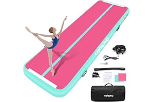 OWROMI Inflatable Tumble Track Gymnastic Mat 6.6ft 10ft 13ft 16ft 4/8 Inch Thickness Mats with Air Pump for GYM/Yoga/Dance/Water Fun