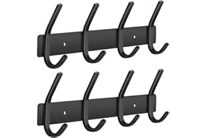 JOLY FANG Wieszak ścienny na płaszcze, wieszaki na drzwi płaszcze ze stali nierdzewnej wieszak ścienny do sypialni, łazienki, kuchni (czarny, 4-haczyk 2 szt.)