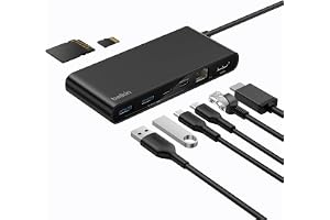 Belkin Connect USB C hubb med 8 portar. Upplösningar på upp till 4K vid 60 Hz - För Mac, Windows och Chromebook - 100 W PD med överföringshastigheter på 10 Gbit/s och Ethernet med 2,5 Gbit/s